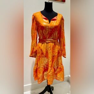 Kobi Halpern orange and gold dress